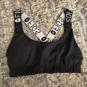 Figs Black Sports Bra with Logo Straps